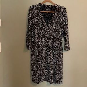 G.H. Bass & Co Blue dress with 3/4 length sleeves and criss cross top. Size L